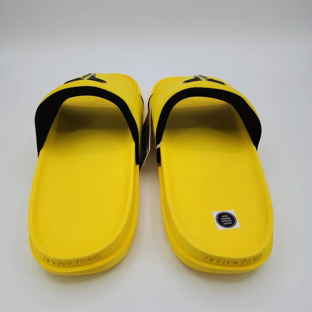 Nike Kobe Off Court Slides Mens 11 Lightning Yellow‎ Black Mamba Logo Sandal NEW